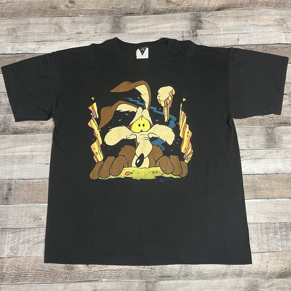 Wile E Coyote Shirt Adult XL Black Vintage SSi 90s Acme Roadrunner